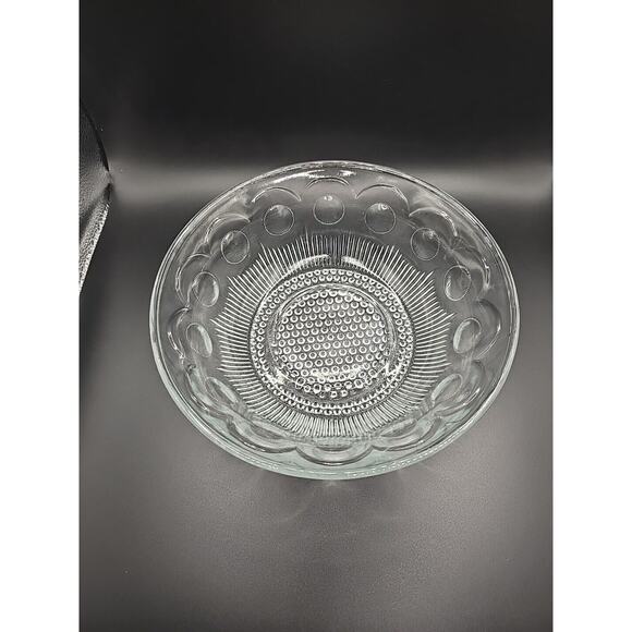 Vintage Bartlett Collins Clear Glass Thumbprint Serving Bowl - 8.5" No Chips - Picture 2 of 6